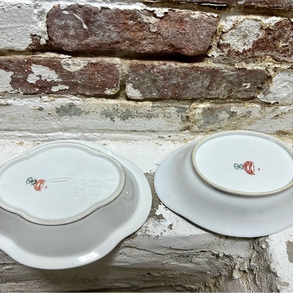 Vintage Limogues France Set of 2 Floral Peacock Serving Bowls Trimmed in Gold. - Picture 3 of 10